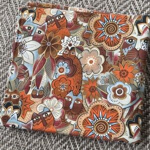 Laurel Burch Cat Floral Fabric with Orange and Brown Tones, 2 yards